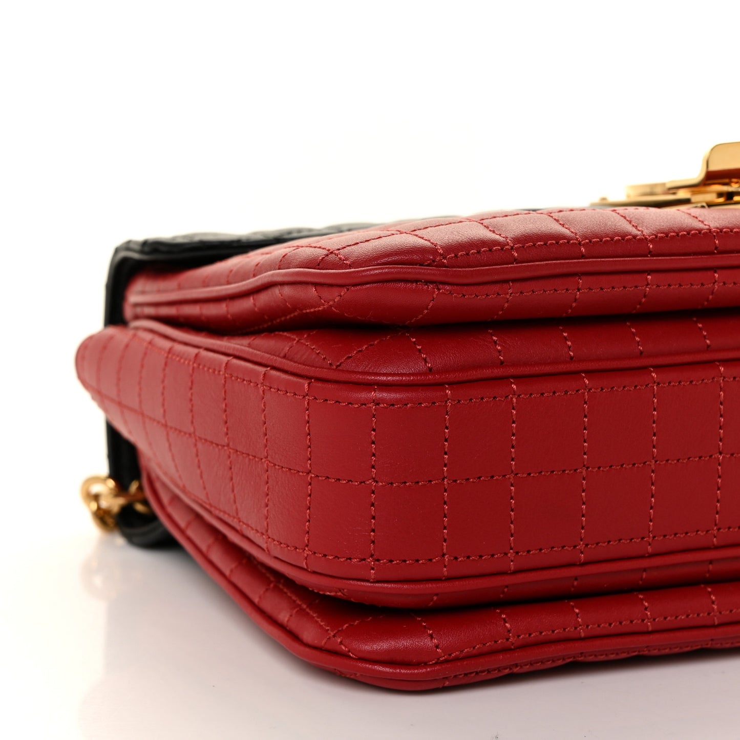 Calfskin Quilted Medium C Bag Red Black