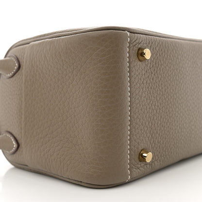 Hermes Taurillon Clemence Mini Lindy 20 Etoupe 9 of 11