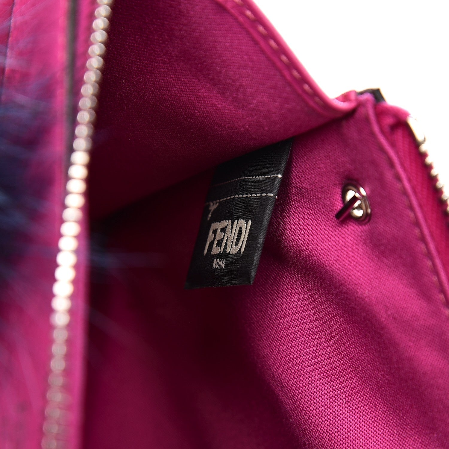 Fendi Vitello Dolce Fox Fur Monster Eyes Mini 2Jours Pouch Magenta