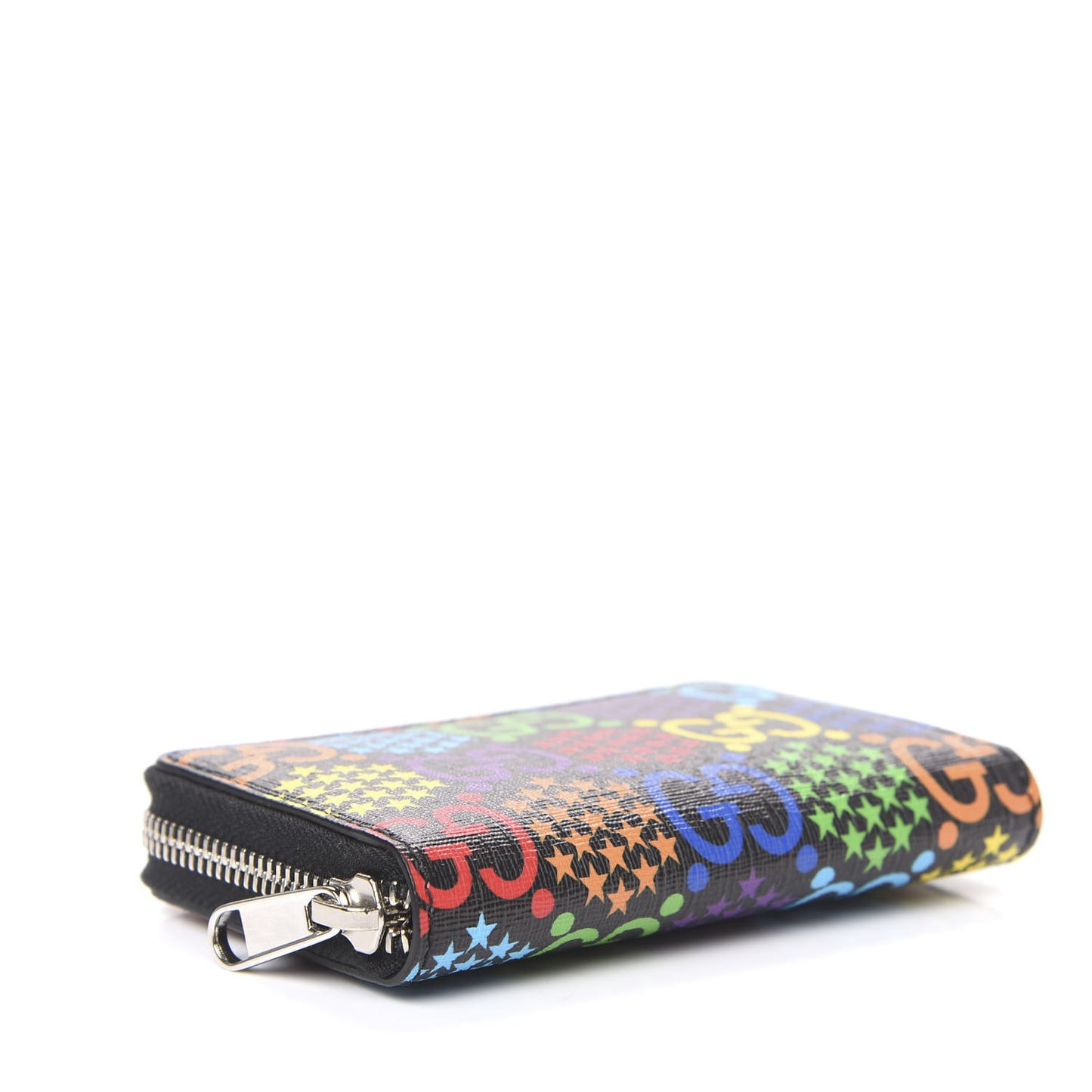 GG Supreme Monogram Psychedelic Zip Around Card Case Wallet Black