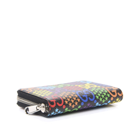 Gucci GG Supreme Monogram Psychedelic Zip Around Card Case Wallet Black 3 of 6