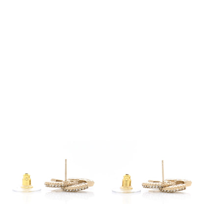 Chanel Crystal Timeless CC Earrings Light Gold 4 of 5