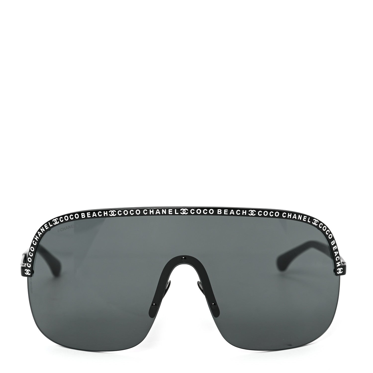 Chanel Shield Coco Beach Sunglasses Black Gray 2 of 6
