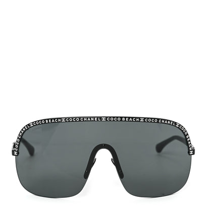 Chanel Shield Coco Beach Sunglasses Black Gray 2 of 6
