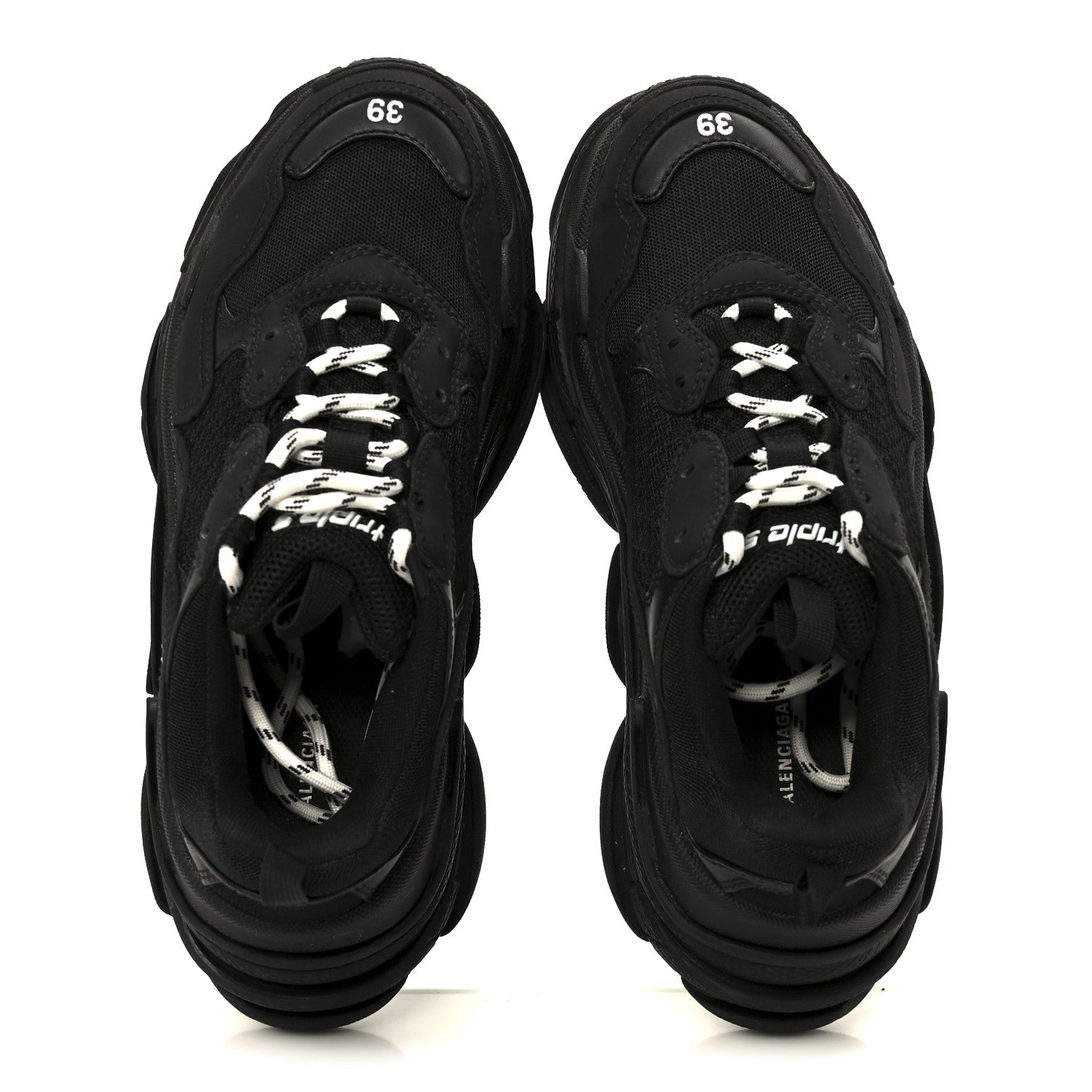 Balenciaga Fabric Mesh Womens Triple S Sneakers 39 Black 1850948