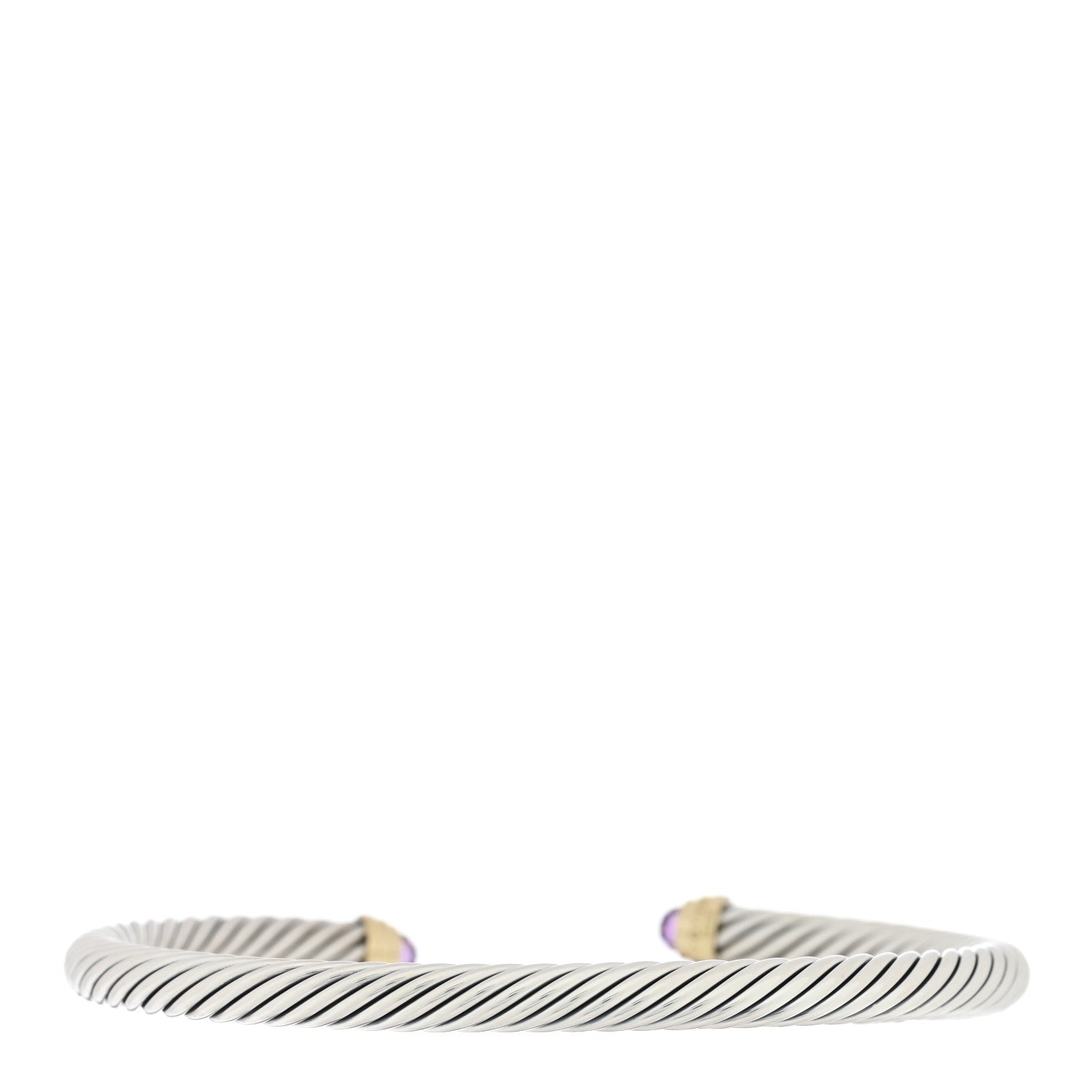 David Yurman Sterling Silver 14K Yellow Gold Amethyst 5mm Cable Classics Petite Color Bracelet 2 of 3