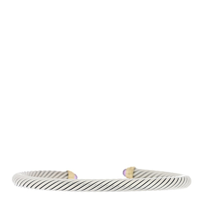 David Yurman Sterling Silver 14K Yellow Gold Amethyst 5mm Cable Classics Petite Color Bracelet 2 of 3