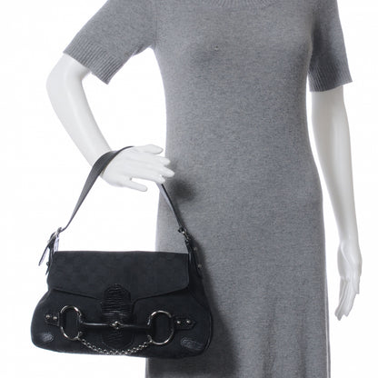 Gucci Monogram Horsebit Flap Bag Black 2 of 7