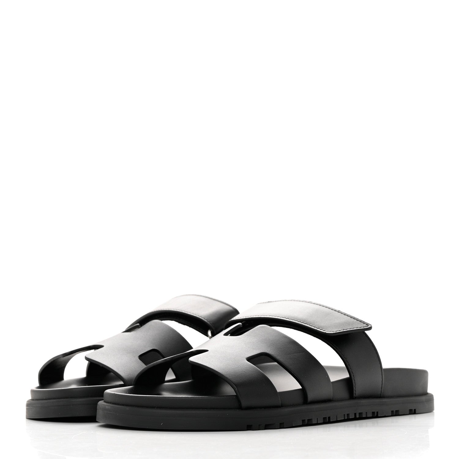 Hermes Calfskin Womens Chypre Sandals 37 Black 3 of 14