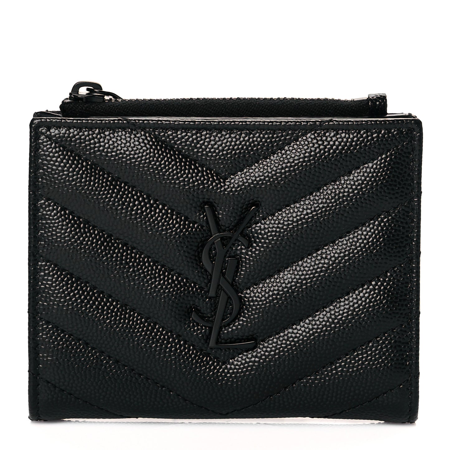 Grain De Poudre Matelasse Chevron Monogram Zipped Card Case Black