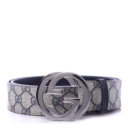 Gucci GG Plus Monogram Interlocking G Belt 95 38 Navy 1 of 6