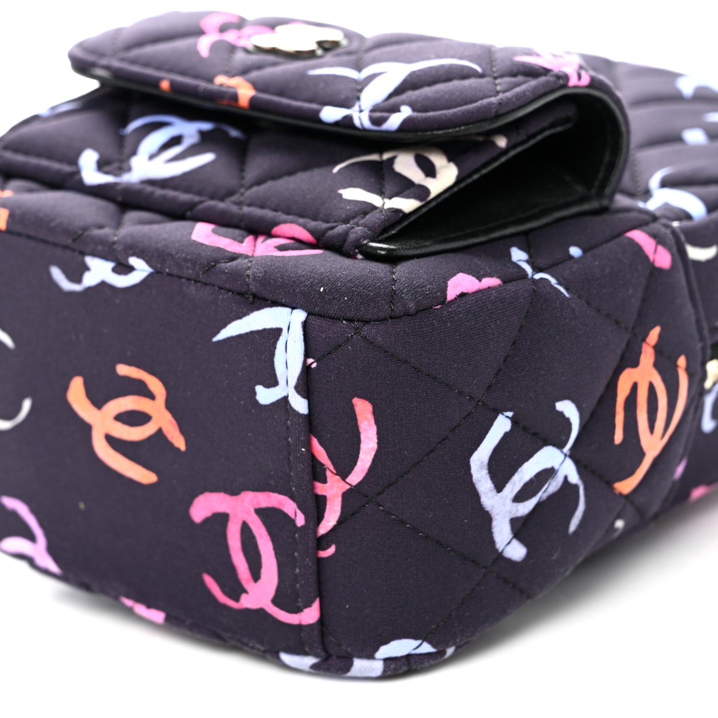 Printed Fabric Quilted CC Mini Classic Backpack Black Multicolor