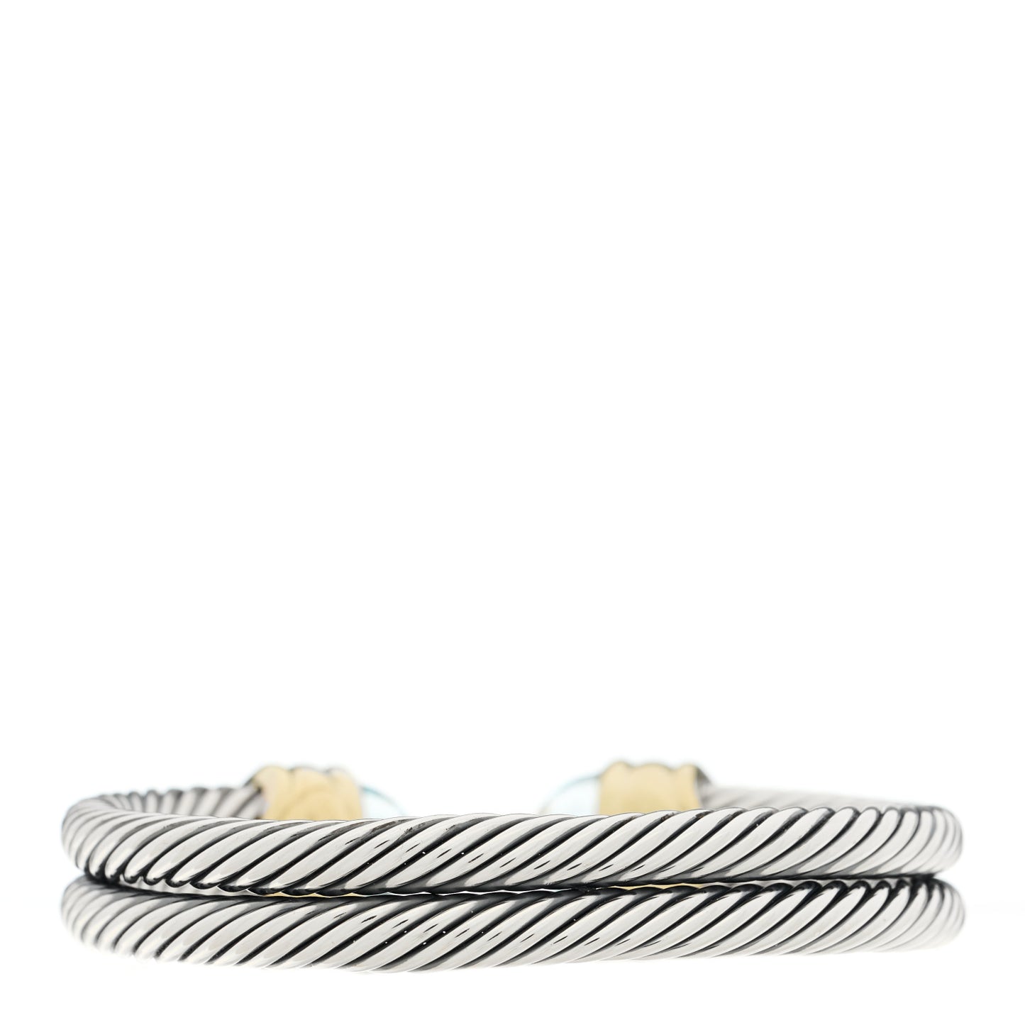 Sterling Silver 14K Yellow Gold Blue Topaz Double Cable Bracelet