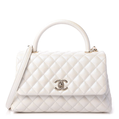 Chanel Iridescent Caviar Quilted Small Coco Handle Flap White 1 of 12