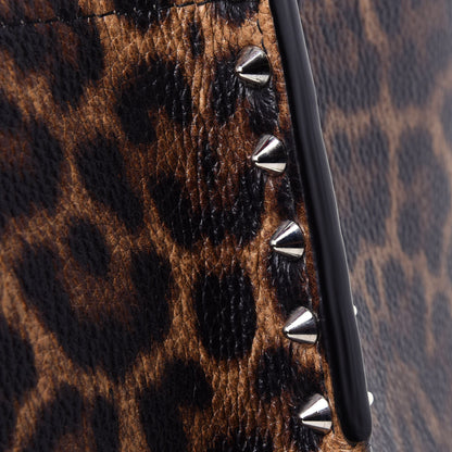 Christian Louboutin Calfskin Empire Leopard Print Spiked Large Cabarock Shopper Tote Brown 8 of 8