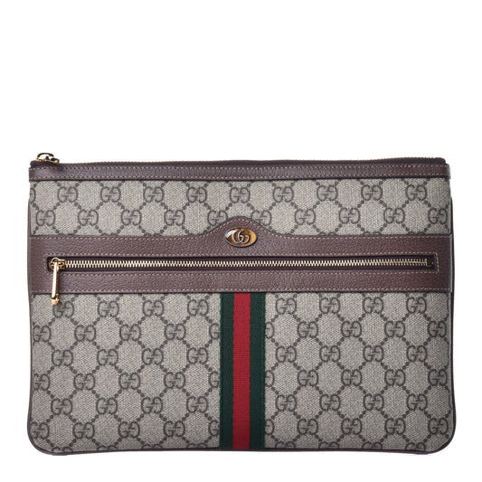 GG Supreme Monogram Large Ophidia Pouch Clutch Brown