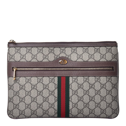 Gucci GG Supreme Monogram Large Ophidia Pouch Clutch Brown 1 of 8