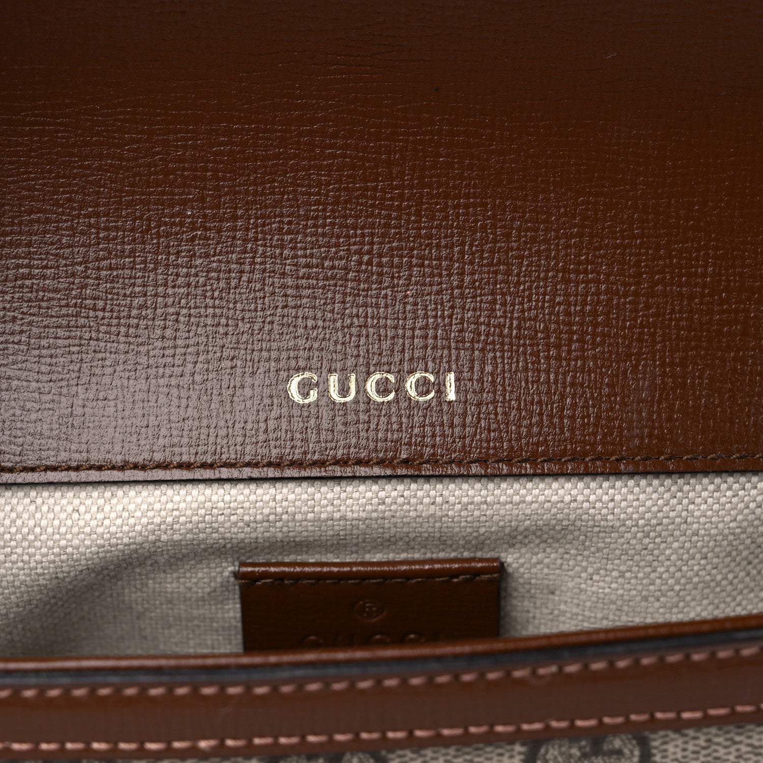 Gucci GG Supreme Monogram Web Mini Horsebit 1955 Shoulder Bag Beige Brown Sugar 6 of 11