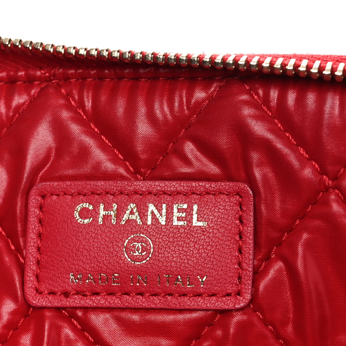 Lambskin Quilted Large Cosmetic Case Red
