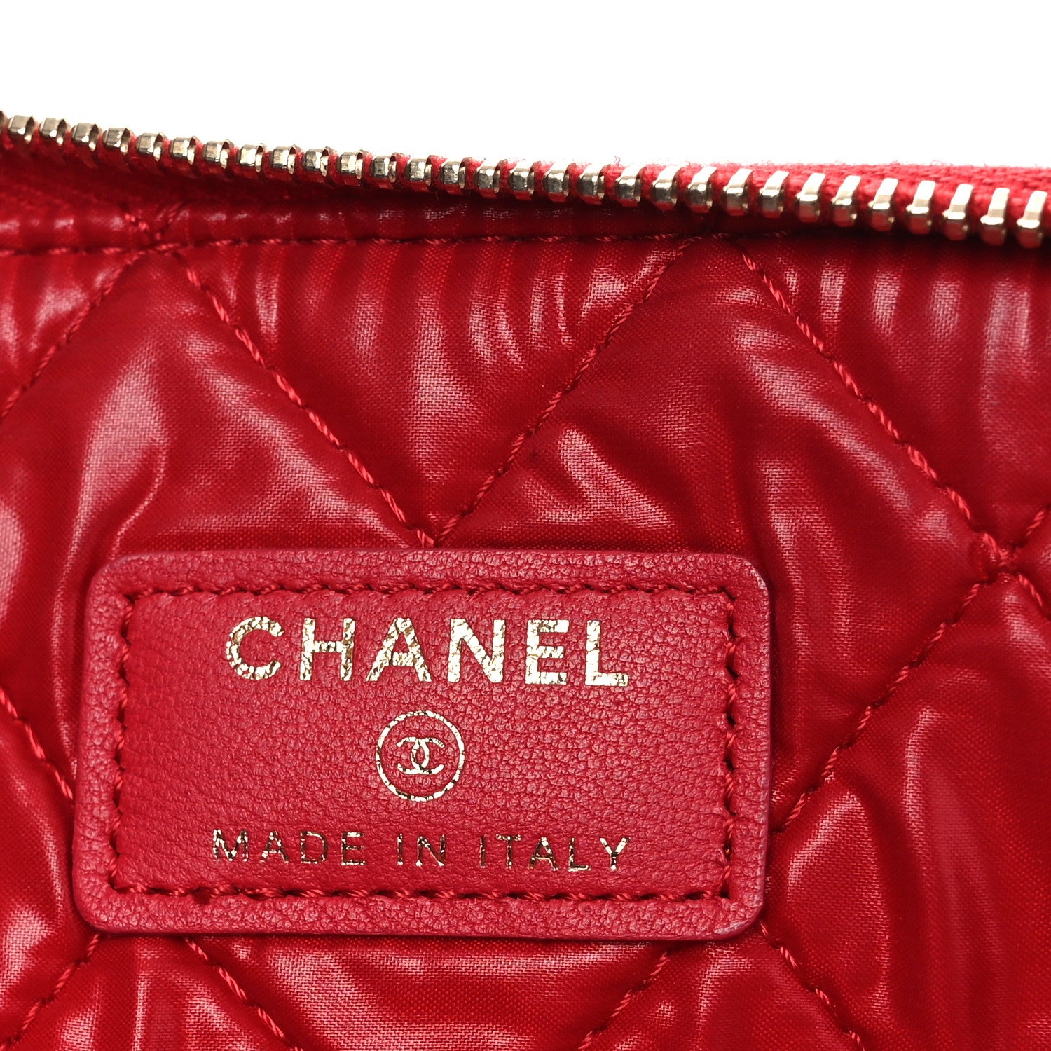 Chanel Lambskin Quilted Large Cosmetic Case Red 6 of 16