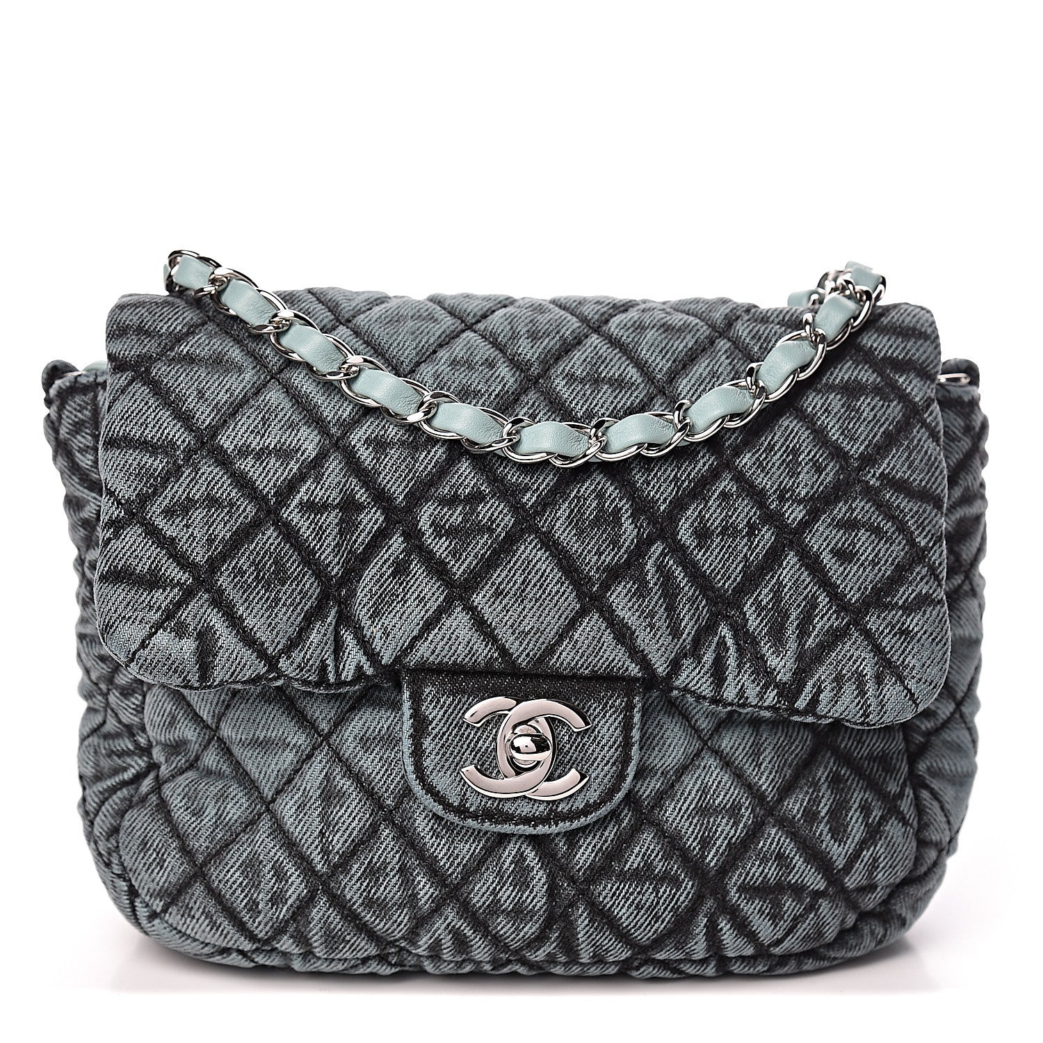 Chanel Denim Quilted Small Denimpression Flap Blue Black 1 of 10