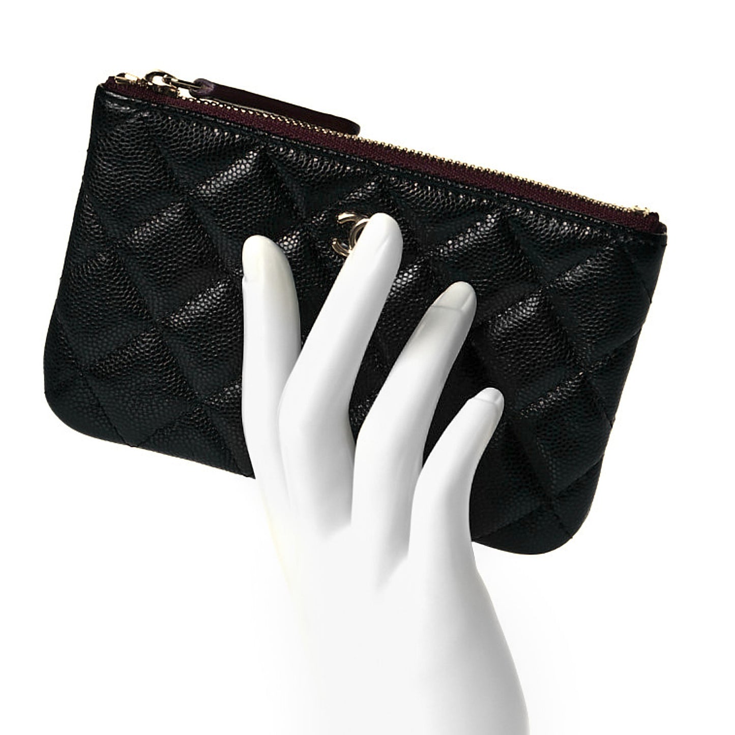 Caviar Quilted Small Cosmetic Case Black