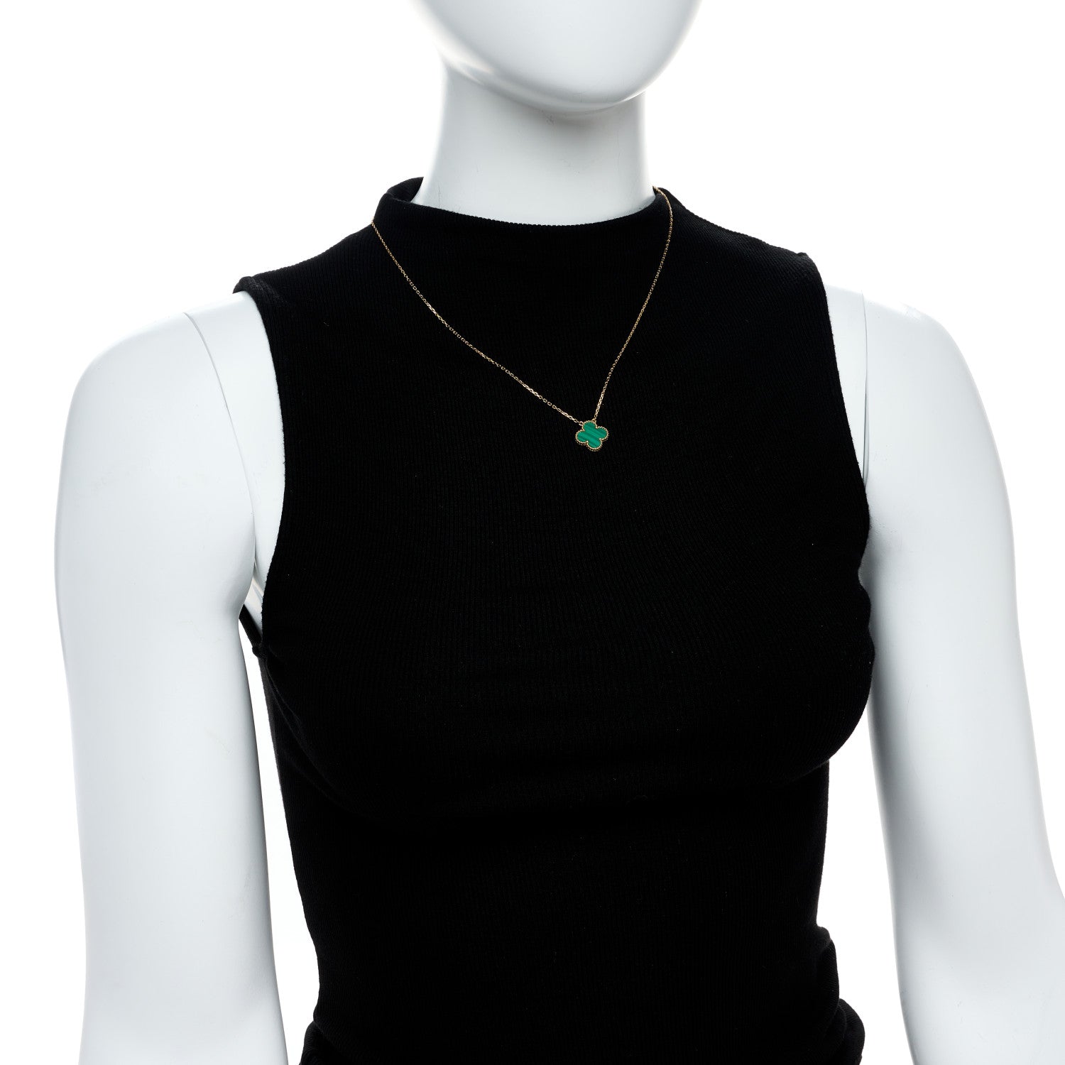 Van Cleef & Arpels 18K Yellow Gold Malachite Vintage Alhambra Pendant Necklace 2 of 7