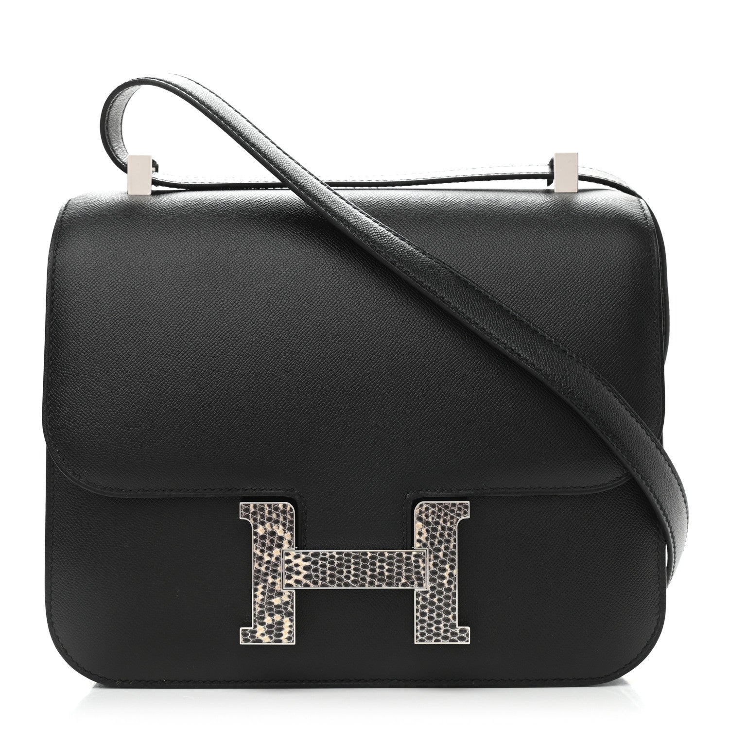 Hermes Madame Calfskin Lizard Constance 24 Black Ombre 1 of 9
