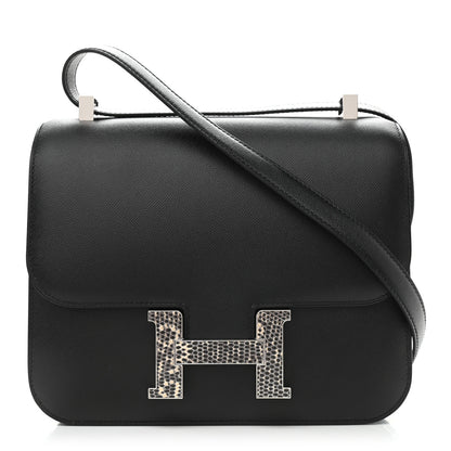 Hermes Madame Calfskin Lizard Constance 24 Black Ombre 1 of 9