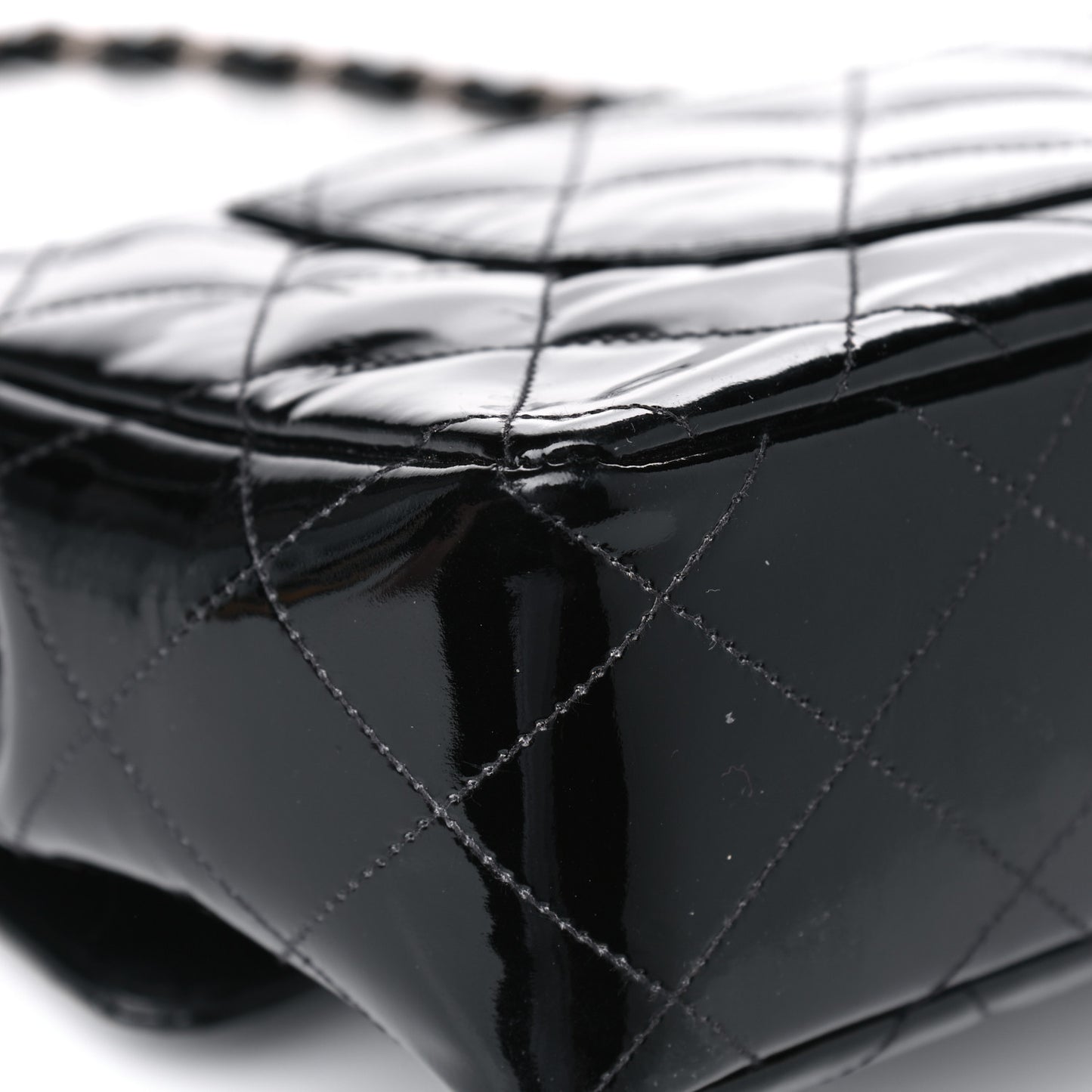 Patent Quilted Medium Single Flap Black