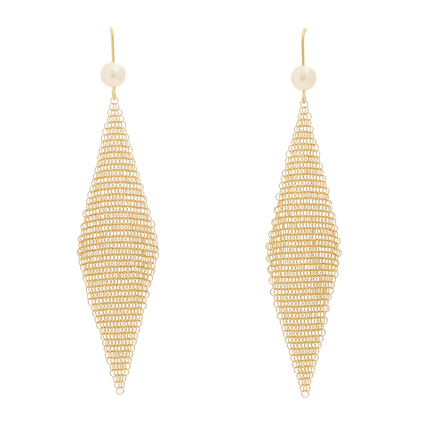 18K Yellow Gold Cultured Pearl Elsa Peretti Mesh Earrings