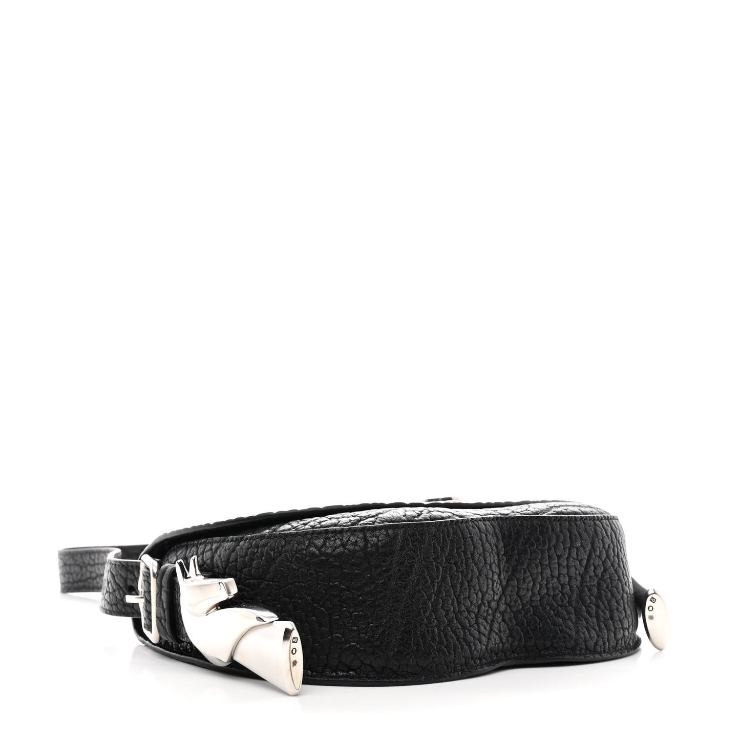 Grain Calfskin Small Chess Satchel Bag Black