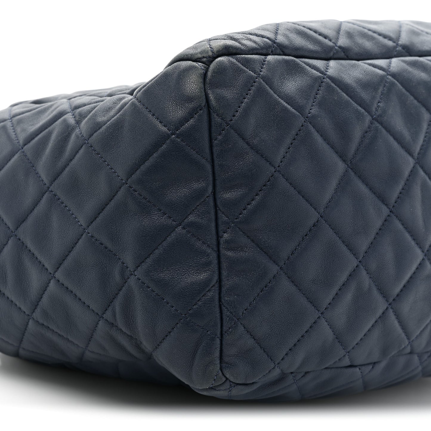 Lambskin Quilted CC Chain Drawstring Tote Blue
