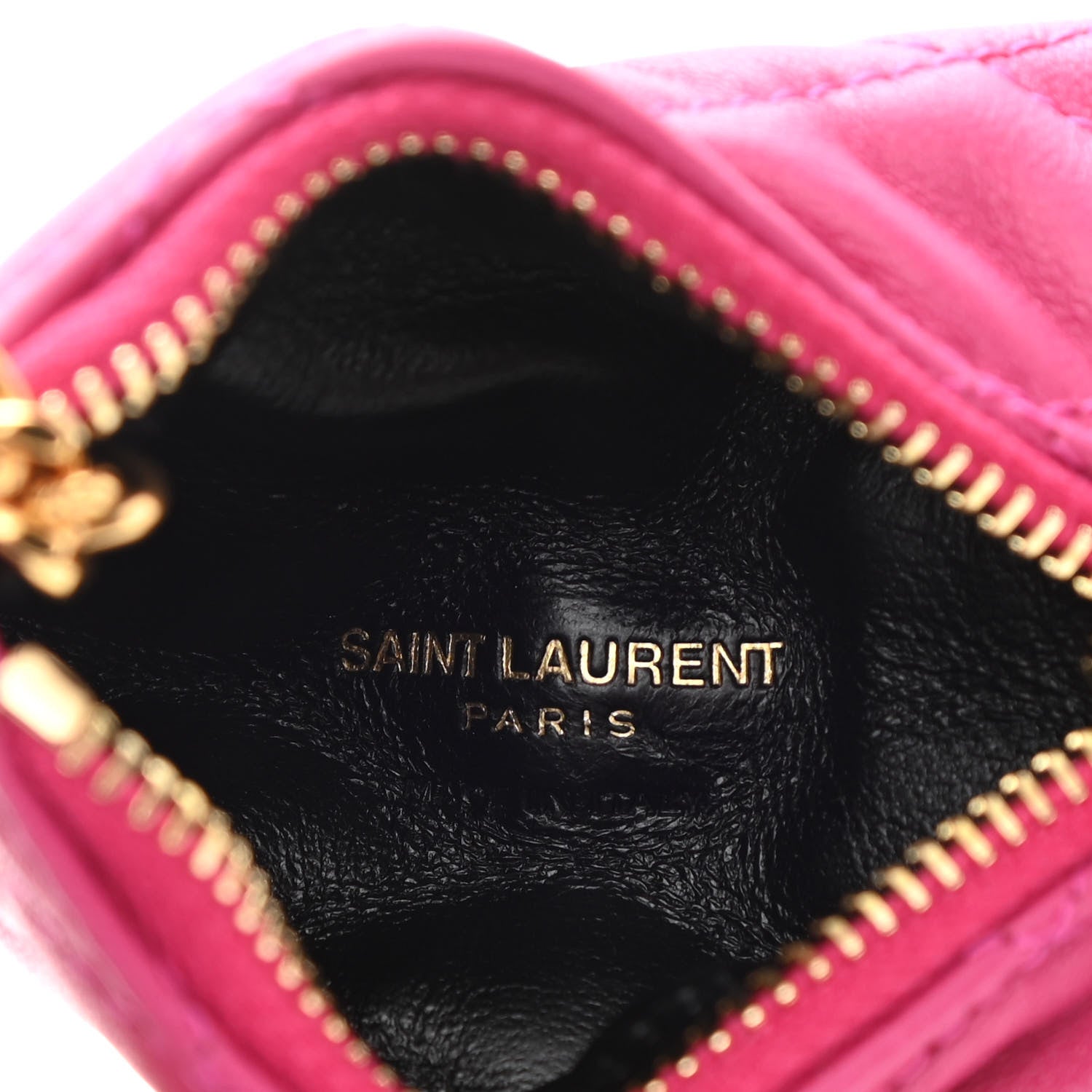 Saint Laurent Lambskin Quilted Berlingo Bag Charm Fuchsia 6 of 6