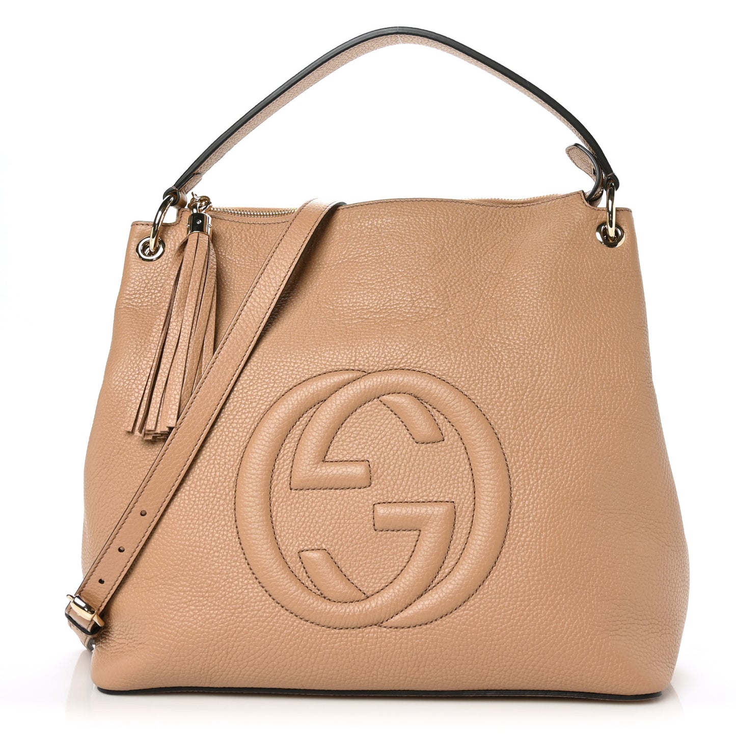 Pebbled Calfskin Large Soho Hobo Camelia