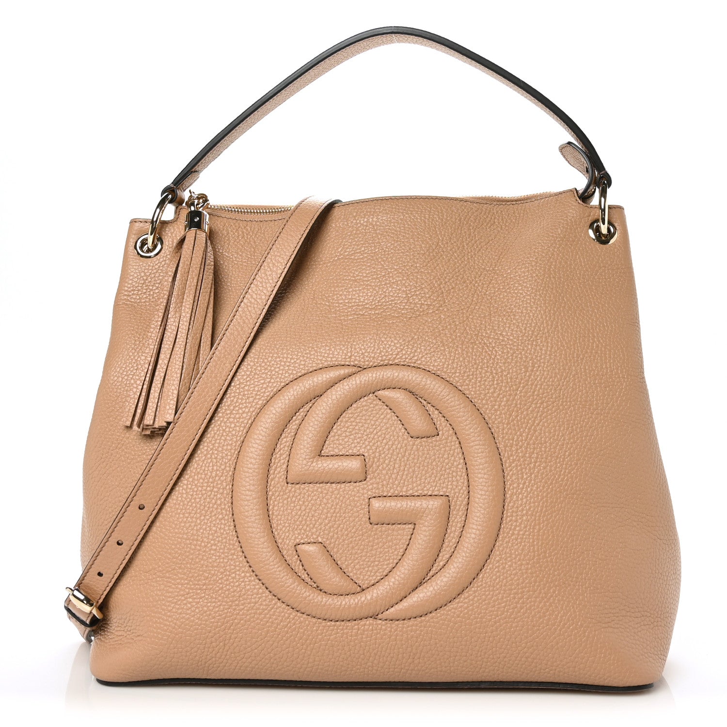 Gucci Pebbled Calfskin Large Soho Hobo Camelia 1 of 9