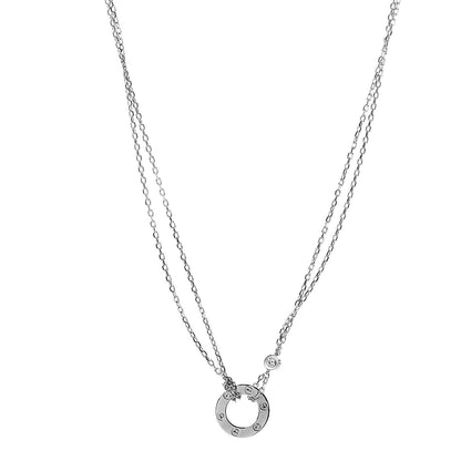 Cartier 18K White Gold 2 Diamond LOVE Necklace 1 of 6