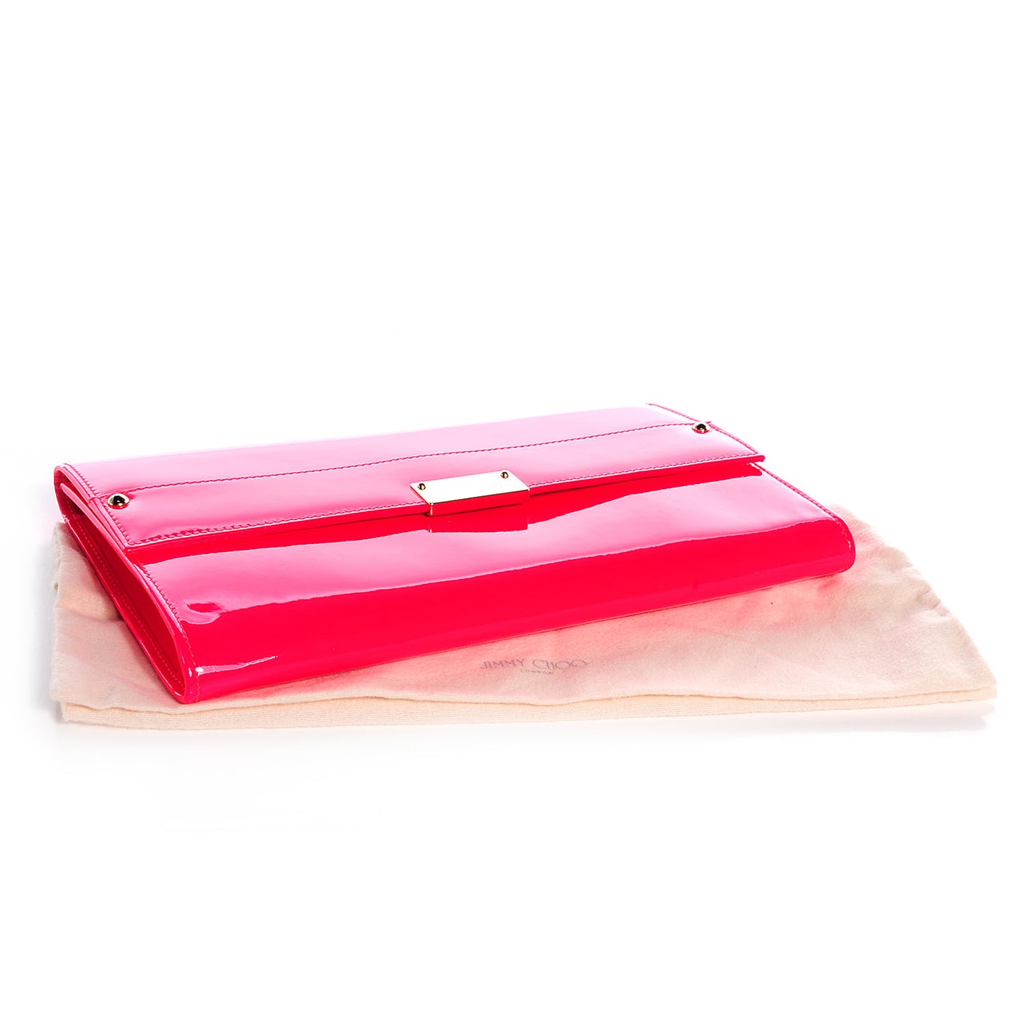 Patent Leather Reese Flap Clutch Neon Fuchsia