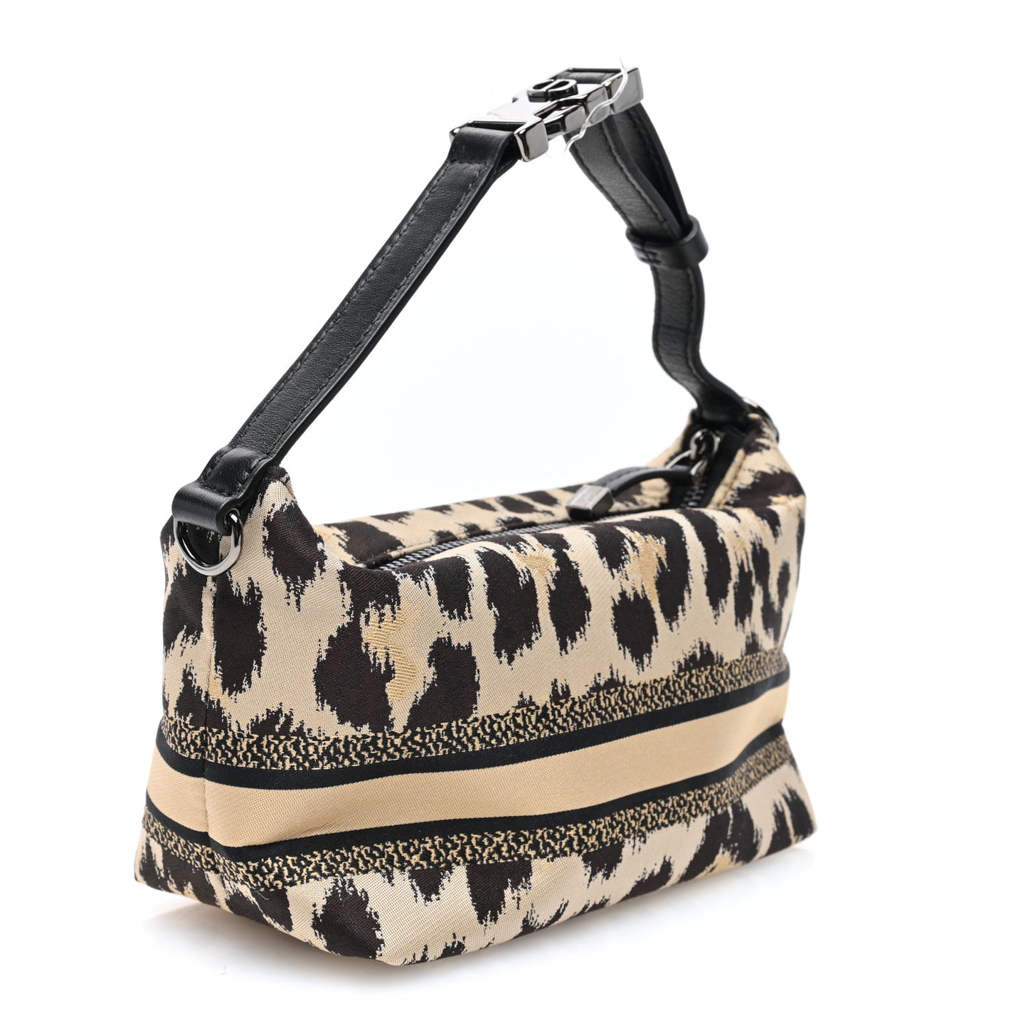Canvas Mizza Embroidered Leopard DiorTravel Nomad Pouch Beige