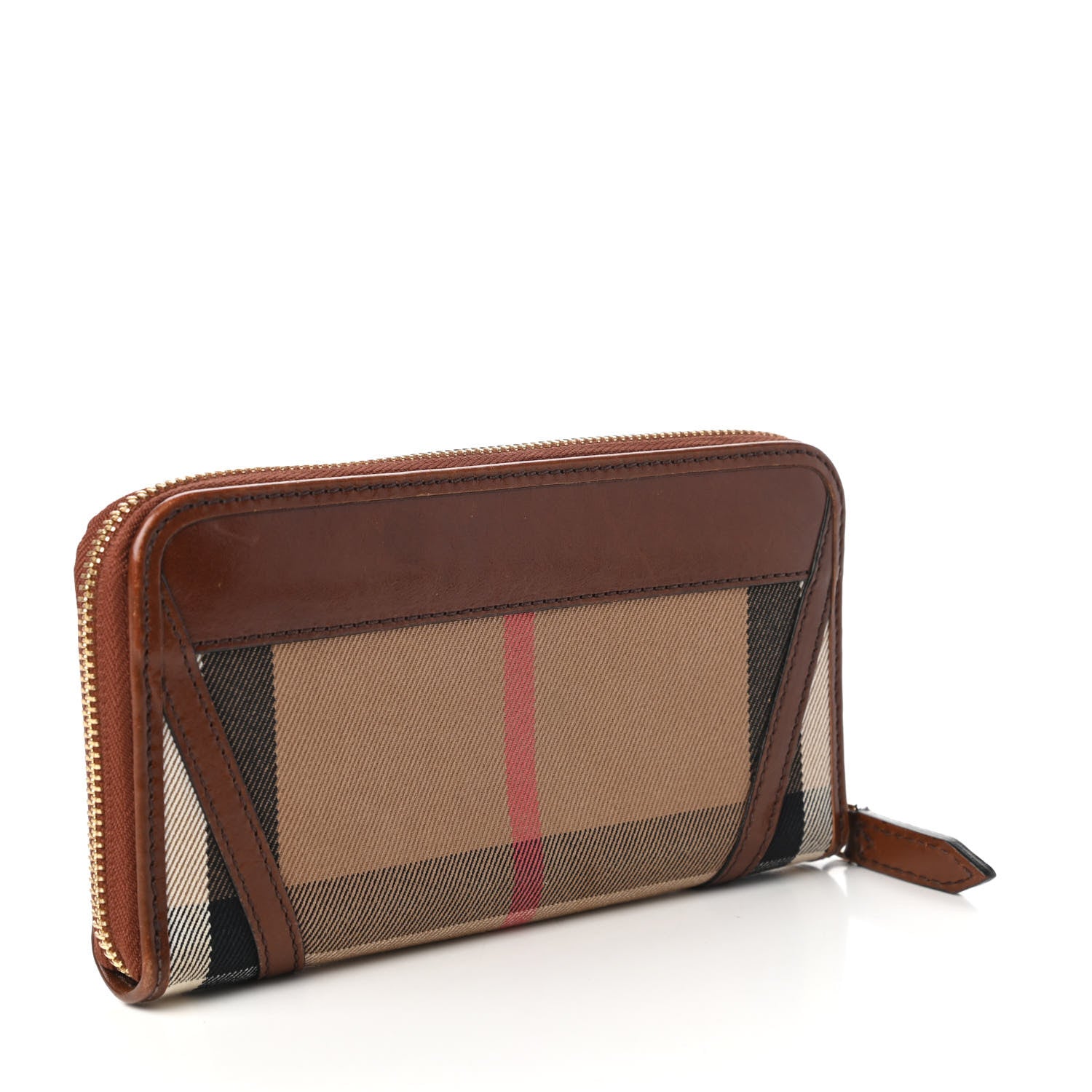 Burberry House Check Bridle Calfskin Ziggy Zip Around Wallet Dark Tan 3 of 11