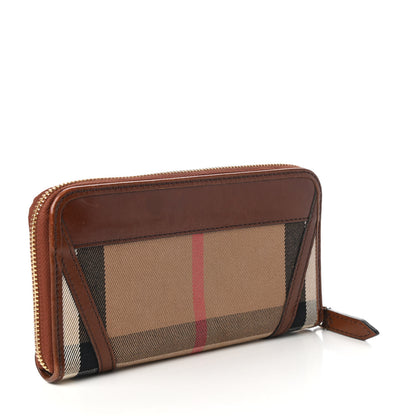 Burberry House Check Bridle Calfskin Ziggy Zip Around Wallet Dark Tan 3 of 11