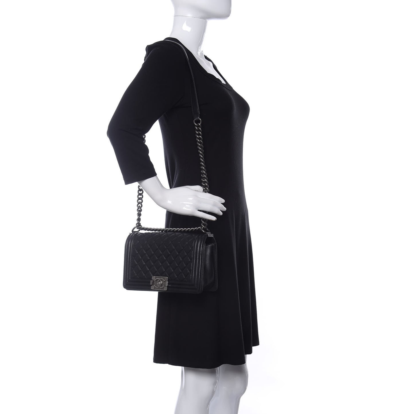 Calfskin Quilted Medium Boy Flap Black