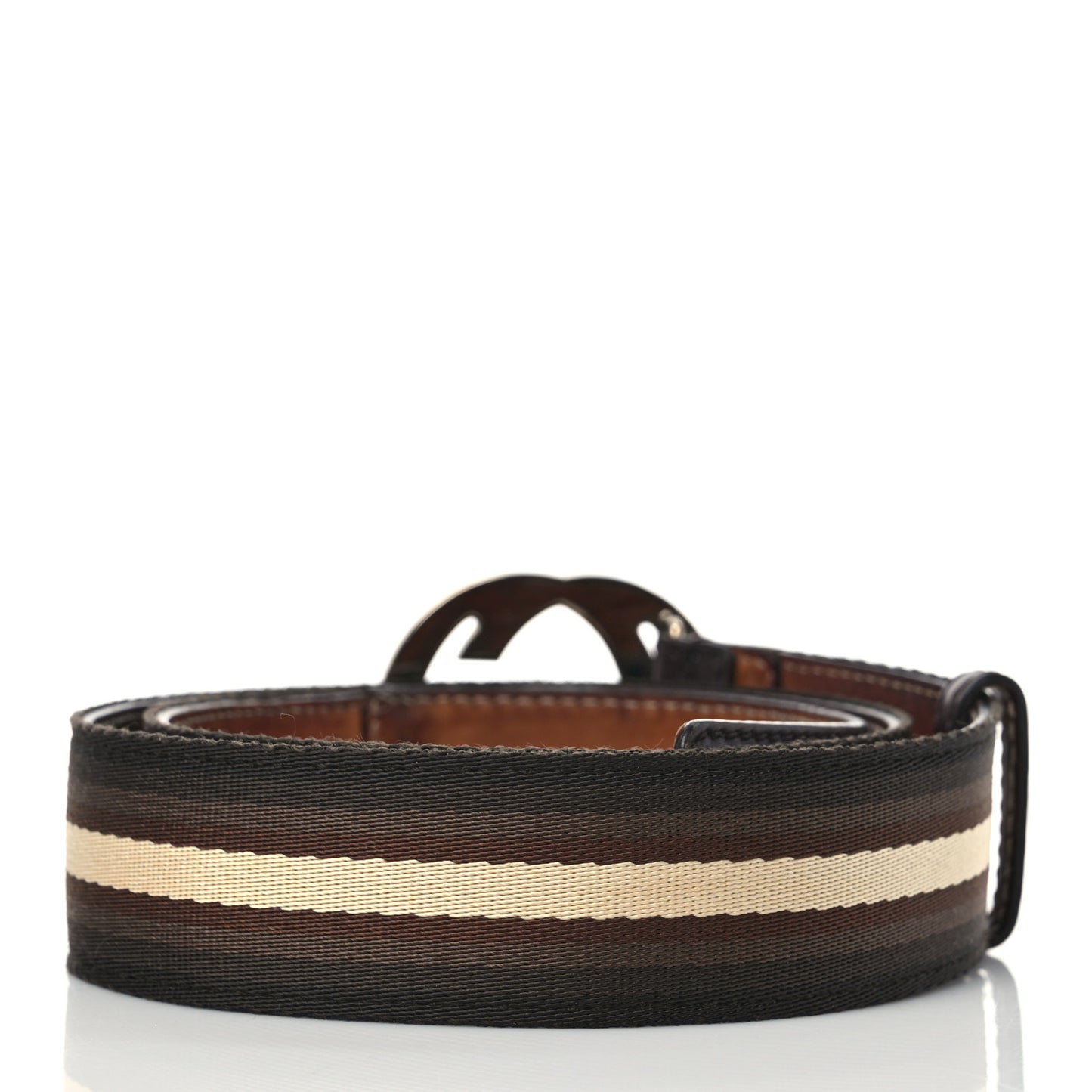 Calfskin Web Interlocking G Belt 95 38 Brown Cream
