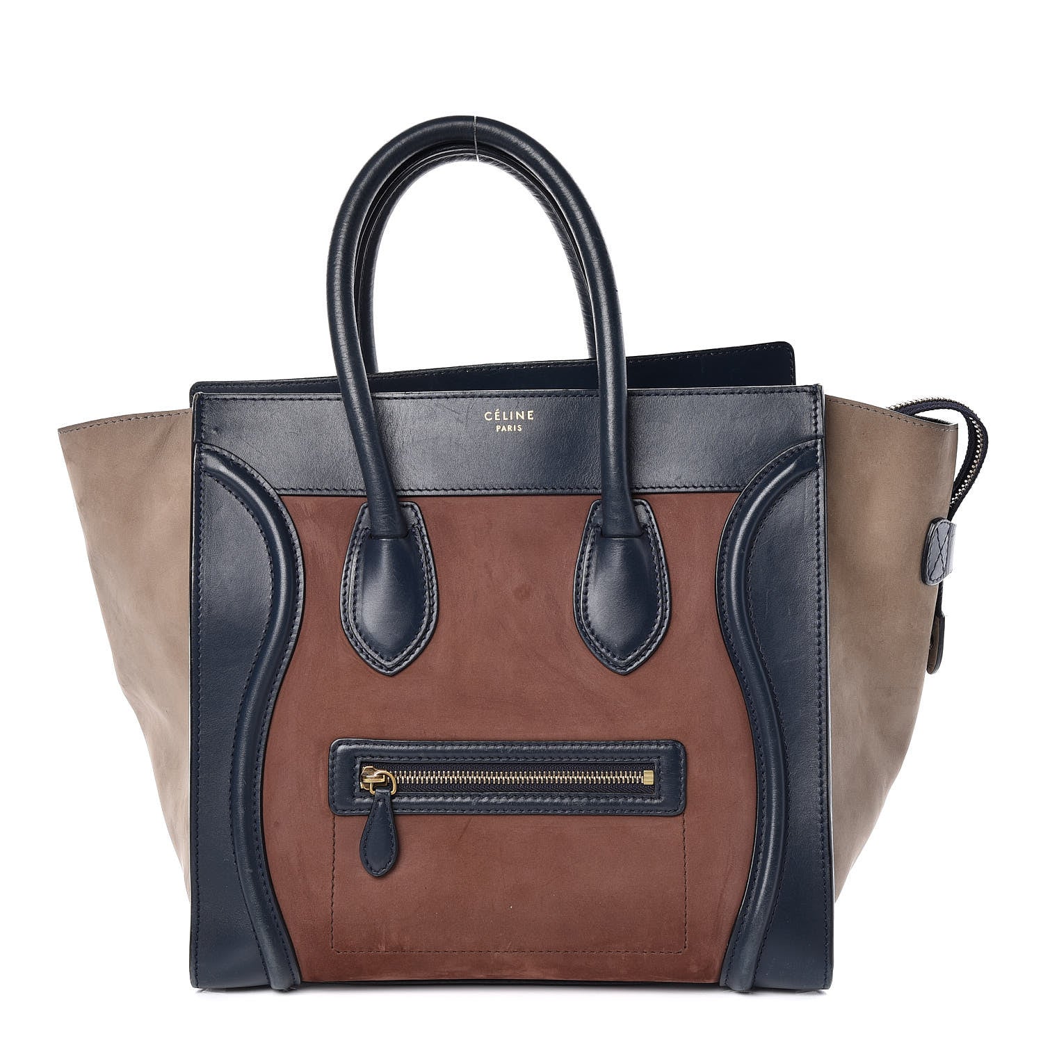 Celine Nubuck Smooth Calfskin Mini Tri-Color Luggage Marron 1 of 30