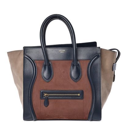 Celine Nubuck Smooth Calfskin Mini Tri-Color Luggage Marron 1 of 30