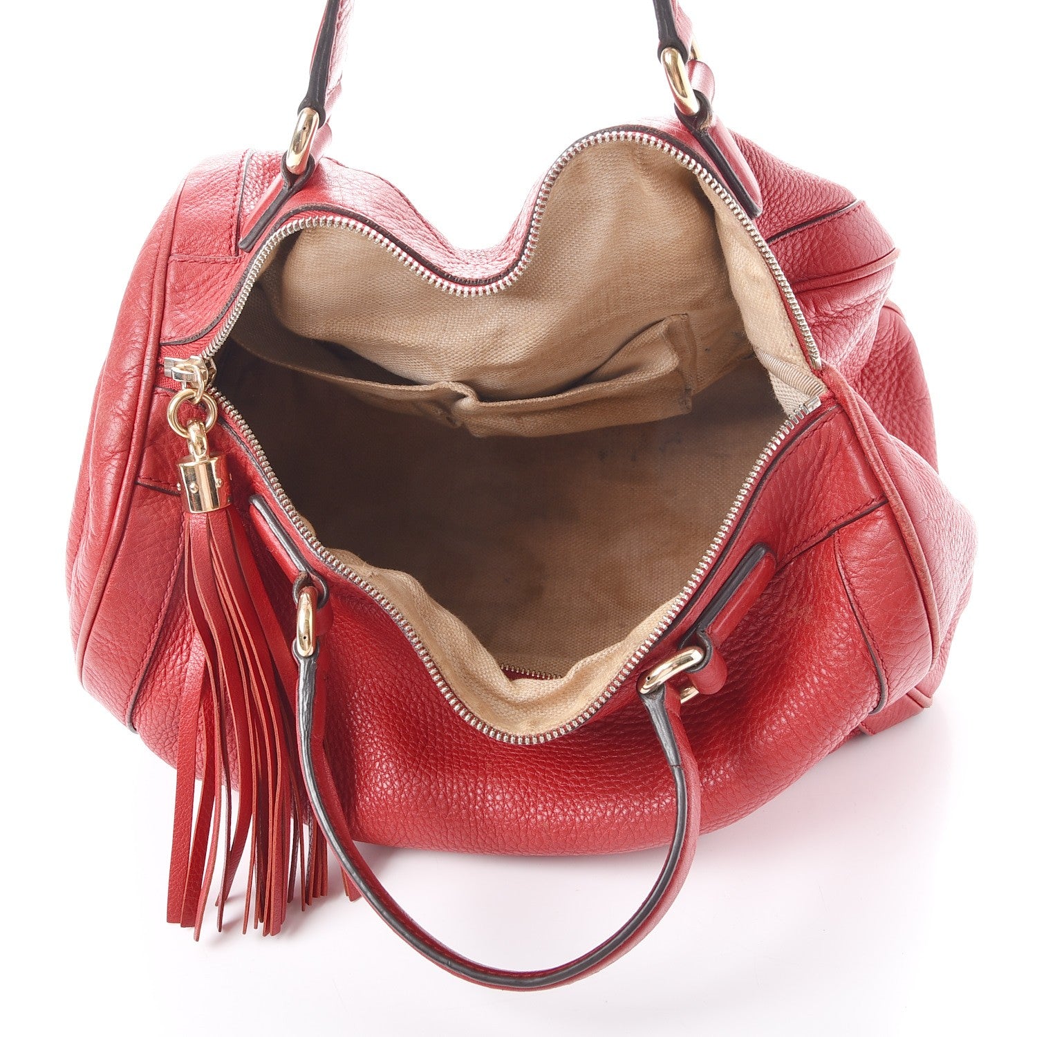 Gucci Pebbled Calfskin Medium Soho Boston Red 6 of 10