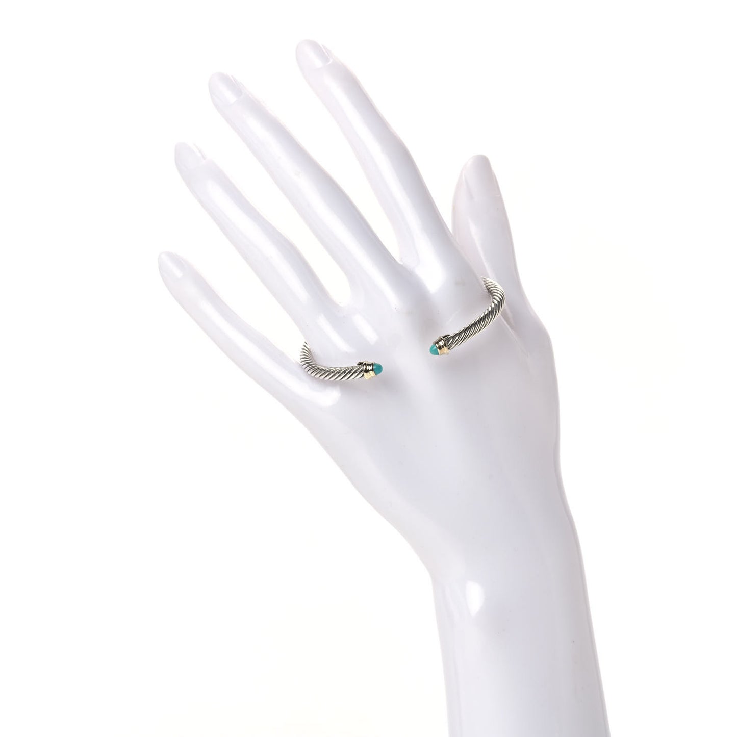 Sterling Silver 18K Yellow Gold Turquoise 4mm Cable Classics Bracelet