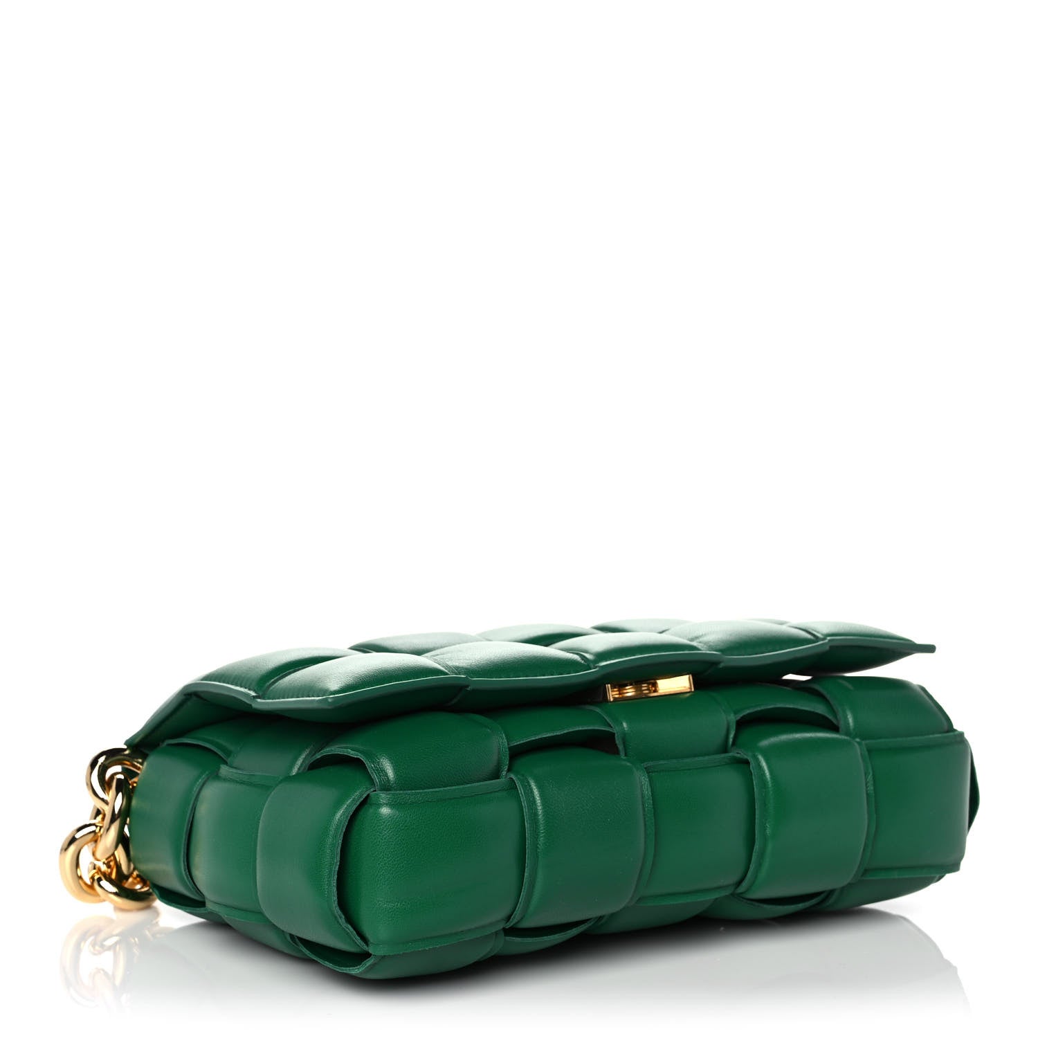 Bottega Veneta Lambskin Maxi Intreccio Padded Chain Cassette Crossbody Bag Racing Green 4 of 13