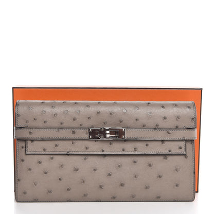 Hermes Ostrich Kelly Longue Wallet Gris Tourterelle 9 of 9
