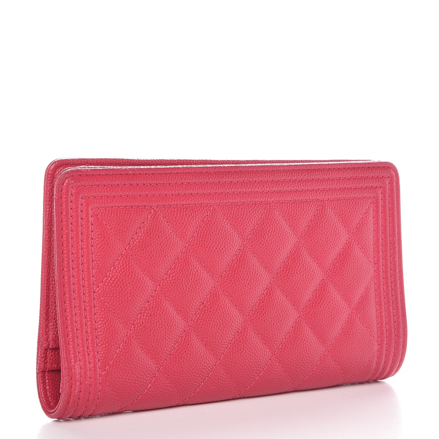 Chanel Caviar Quilted Boy Yen Wallet Fuchsia 3 of 14